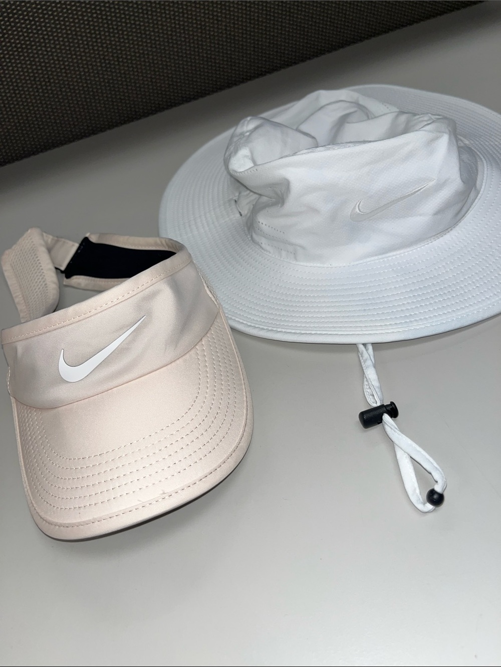 Nike White Sun Hat and Pale Pink Visor Bundle